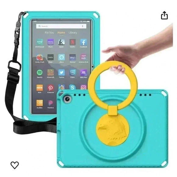 NEW CASE Amazon Fire HD 8 2020/HD 8 Plus 2022 Blue&Yellow Eagle Shockproof Kids! - Picture 1 of 15